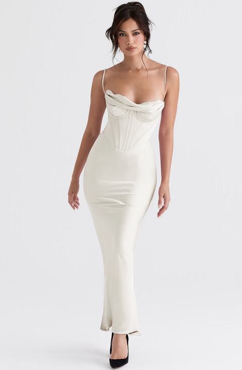 House of CB Dresses & Skirts - House of CB Ivory Charmaine Corset Midi Dress Size Medium